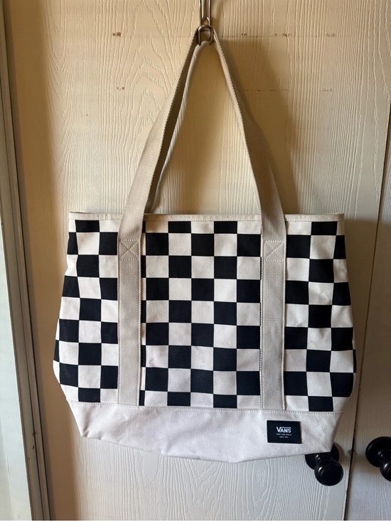 Vans Handbags - Vans Black and Cream Checkerboard Canvas Tote Bag
